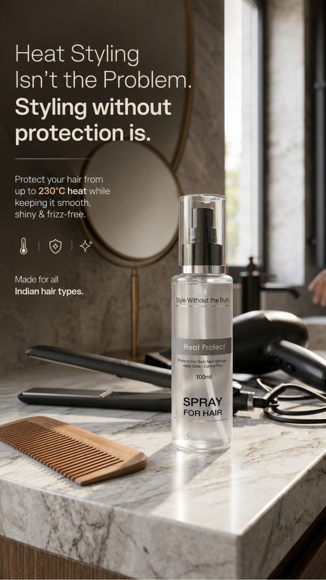Master Flawless Styling with the OWNAIR Heat Protectant Spray for Hair