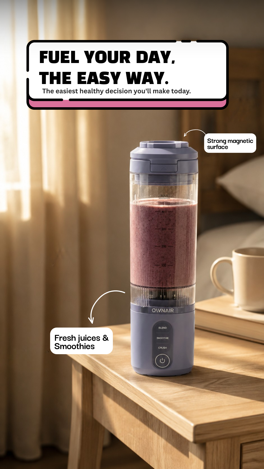 Start Your Morning Right with the OWNAIR Blast Portable Blender for Smoothies and Fresh Juices