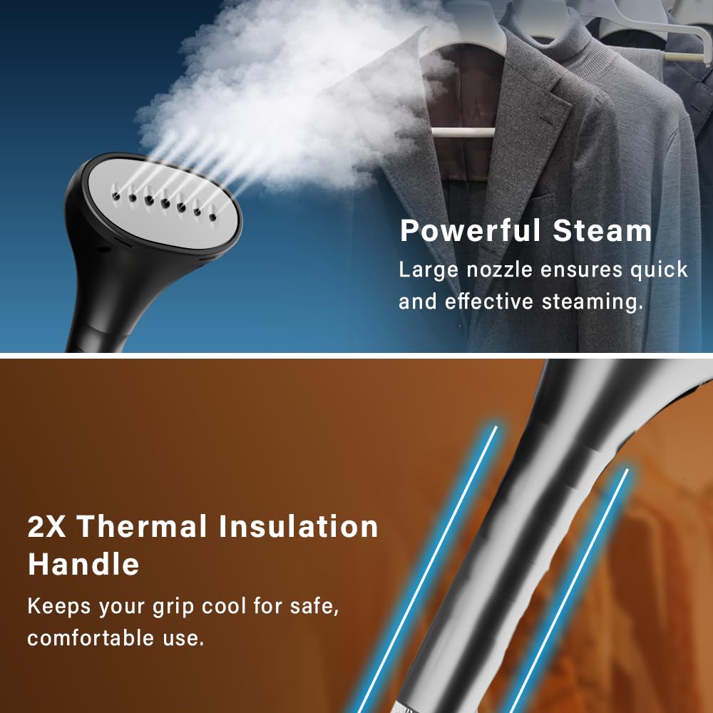 OWNAIR Steam iron with Stand, Standing Garment Steamer, 1.8L Water Tank, LED Touch Screen, 42 g/min, 8 Heat Settings, Adjustable Steam Flow & Iron Board, easy Horizontal and Vertical Ironing