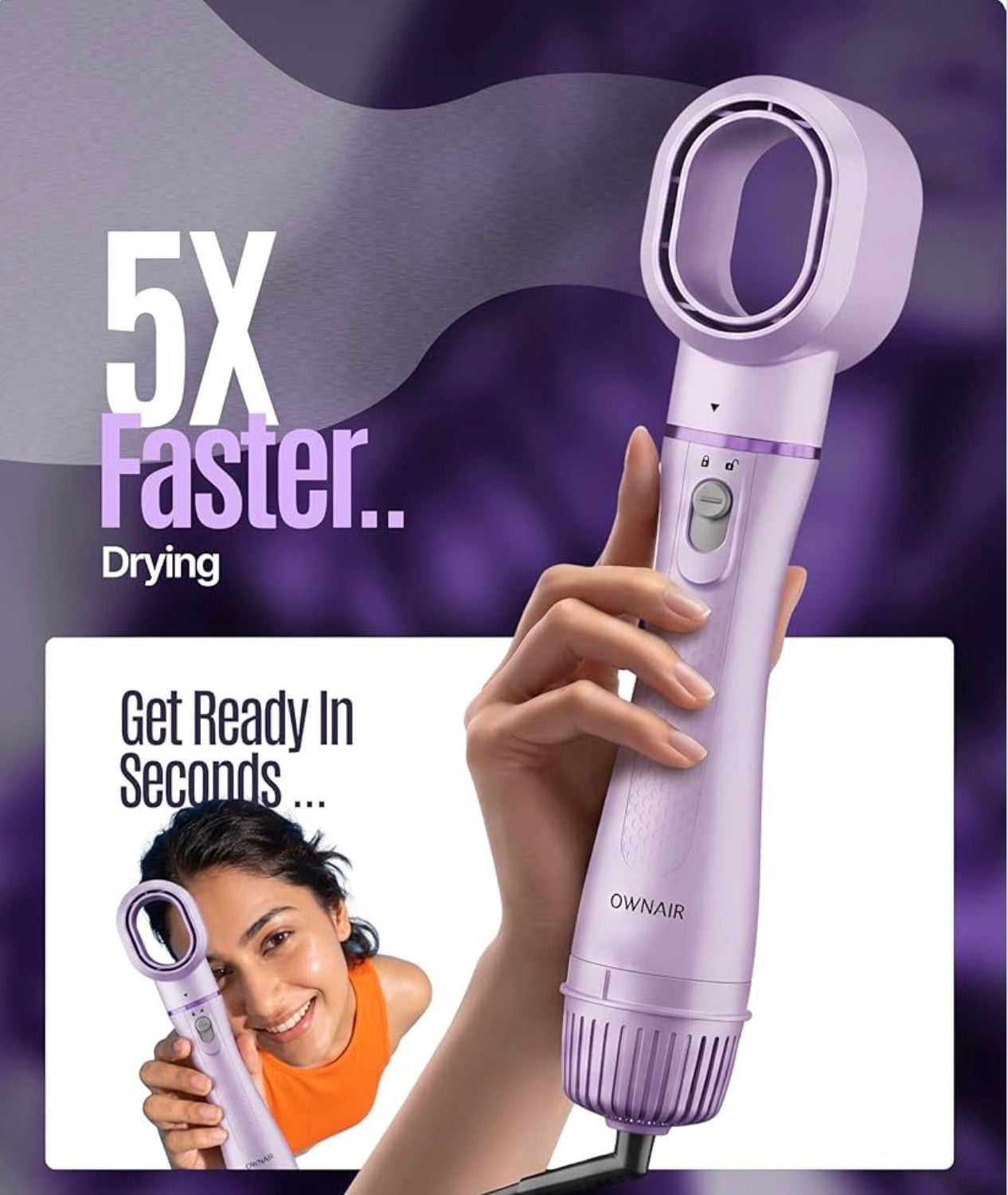 Buy Ownair 3-in-1 Hot Air Brush | 1200 Watt | Air Dryer, Straightener & Volumizer