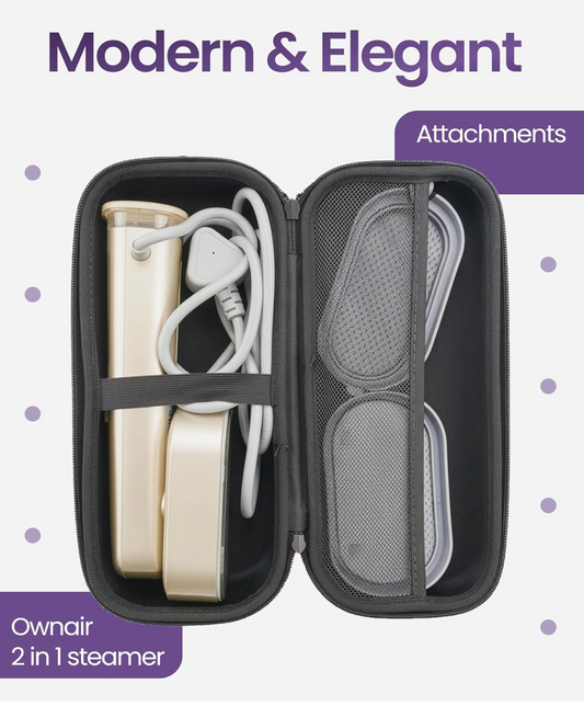 Ownair 2-in-1 Steamer Travel Case – Hard Shell Portable Organizer with Handle, Shockproof & Water-Resistant Carry Bag for Garment Steamer & Accessories, Compact Lightweight Storage (Dark Grey)