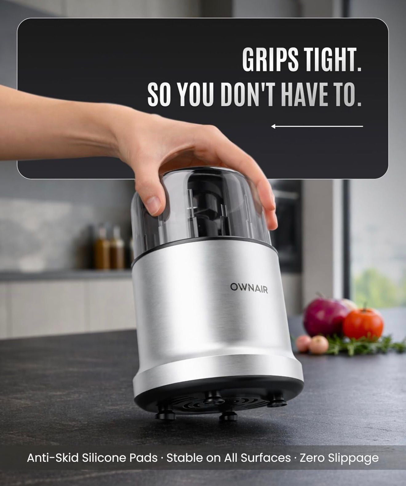 Ownair 800W Electric Food Chopper – 300ml Mini Kitchen Processor with Stainless Steel Blades, Safety Lock & One-Touch Operation