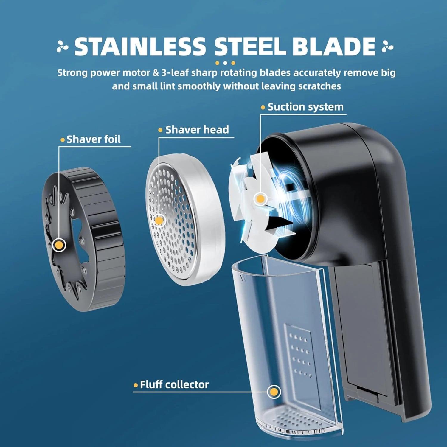 fabric shaver with stainless steel blades