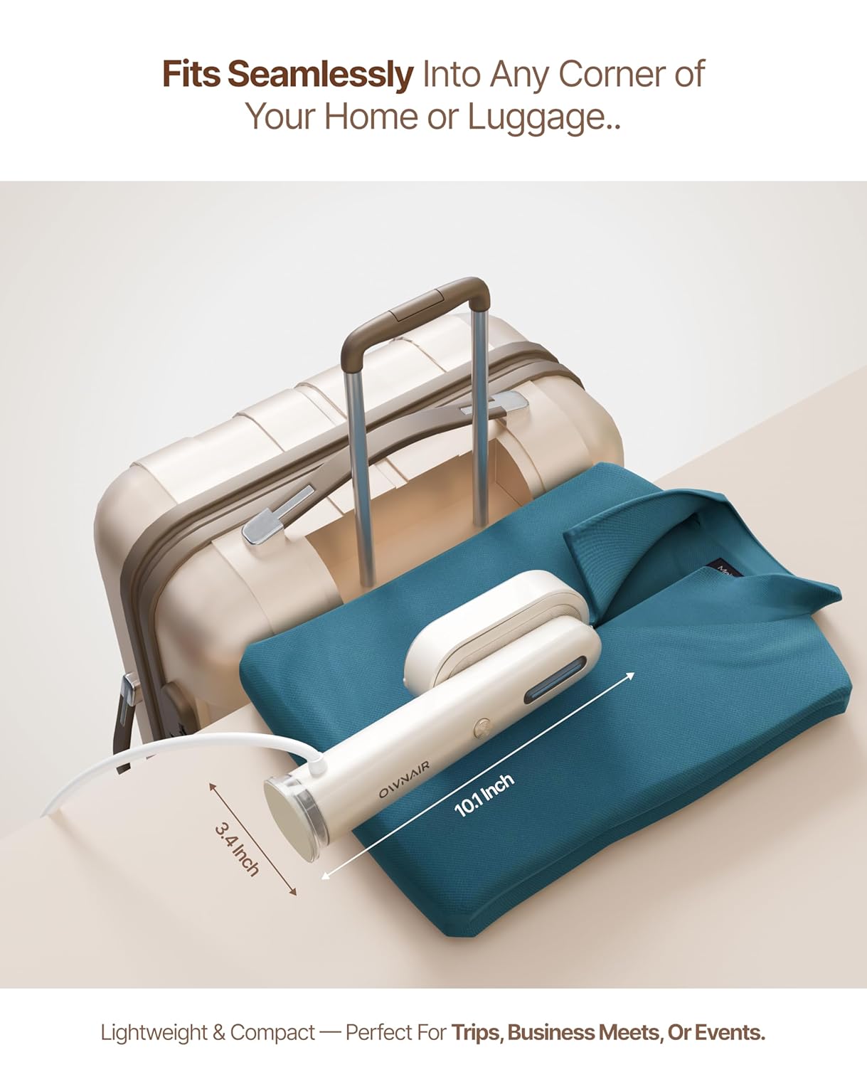 OWNAIR 2 In 1 Turbo Handheld Wet and Dry Garment Steamer for clothes, steam iron press, easy vertical horizontal steaming, steamer for ironing clothes, 24g/min high steam 1300 Watt