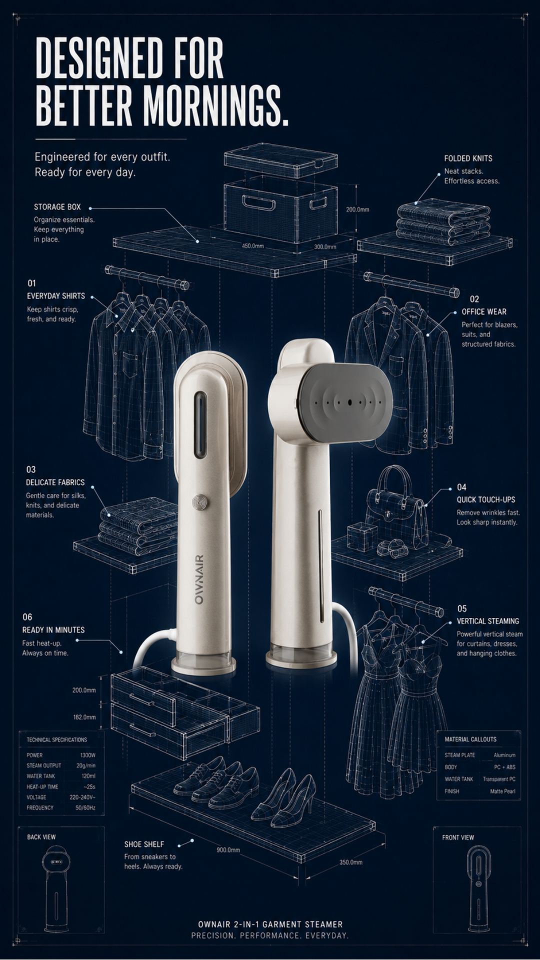 OWNAIR 2 in 1 Handheld Steam Iron for Clothes Makes Everyday Dressing Effortless