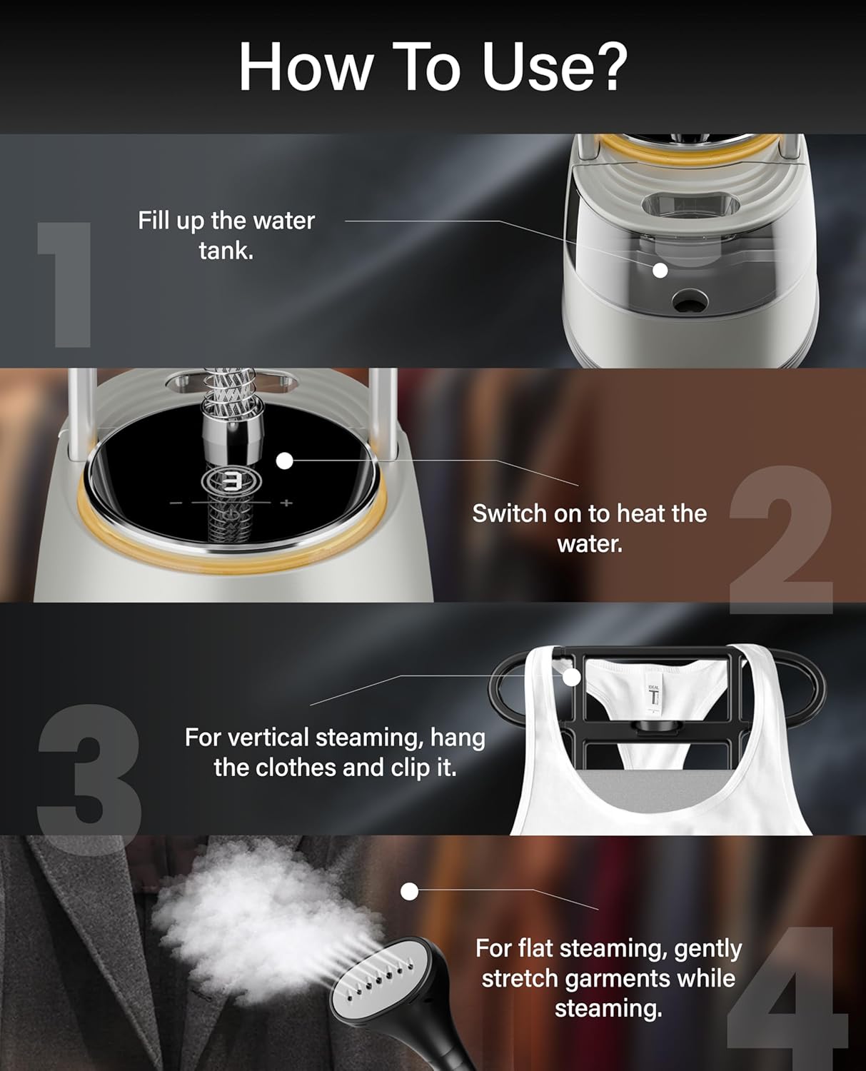 Wrinkle-Free Styling Made Easy with OWNAIR Standing Iron Steamer For Clothes