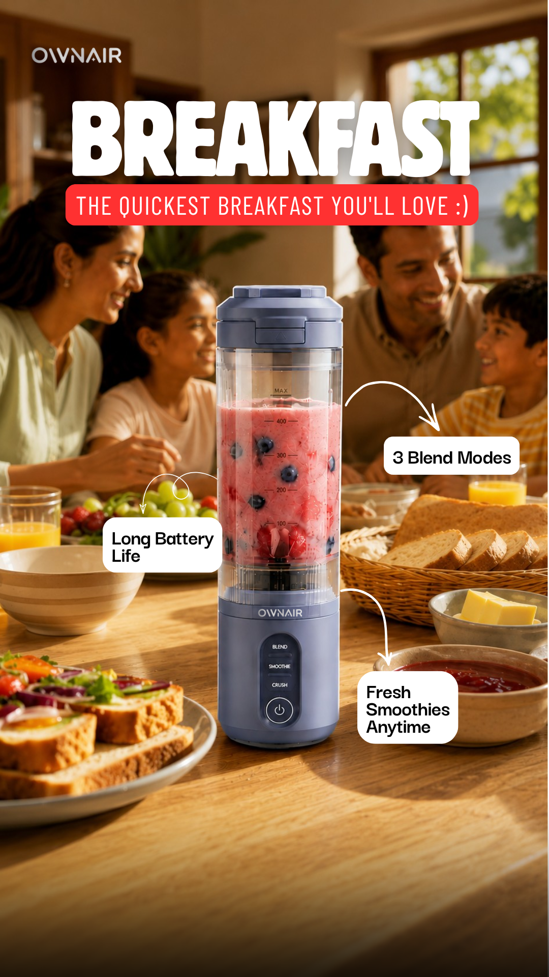 Why OWNAIR Blast Portable Blender for Smoothie and Juices Is the Secret to Stress Free Breakfasts