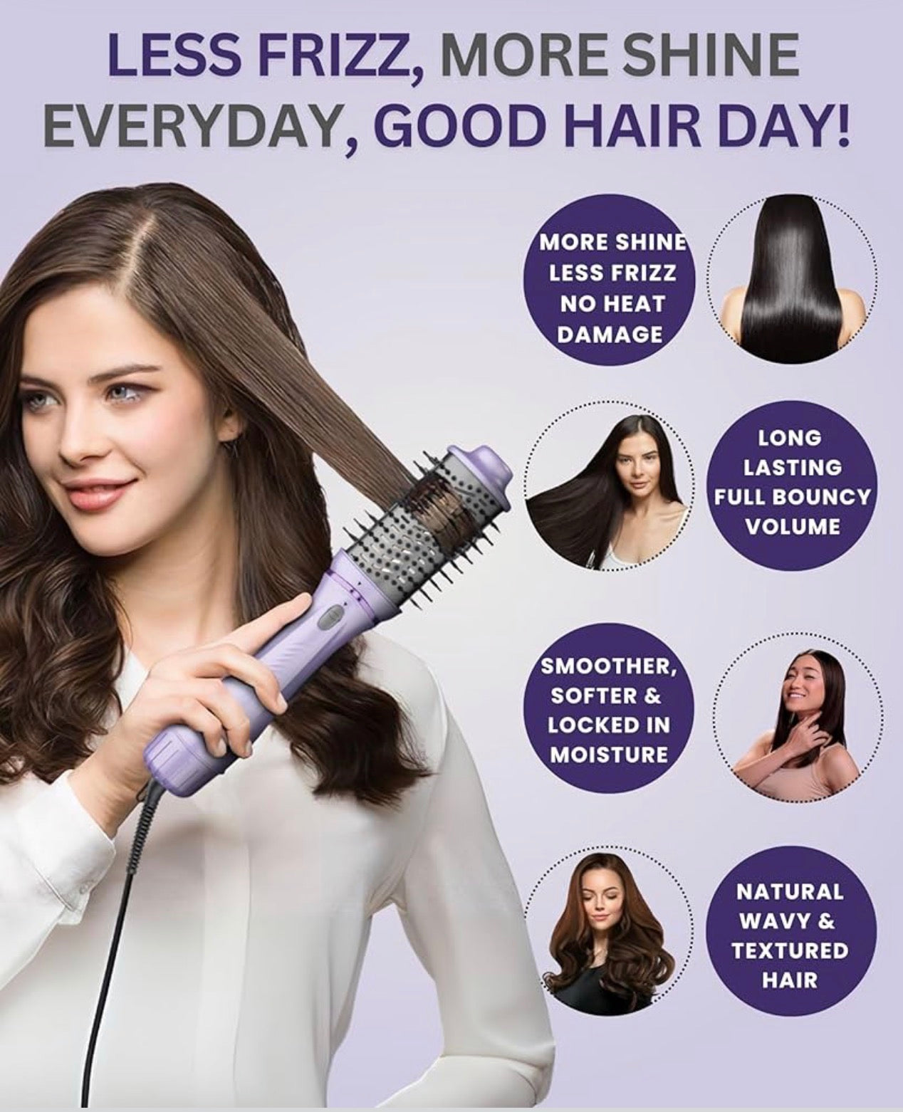 Ownair 1200W Hot Air Brush Hair Dryer | 4 Heat & Speed Modes | Volumizing & Styling Brush