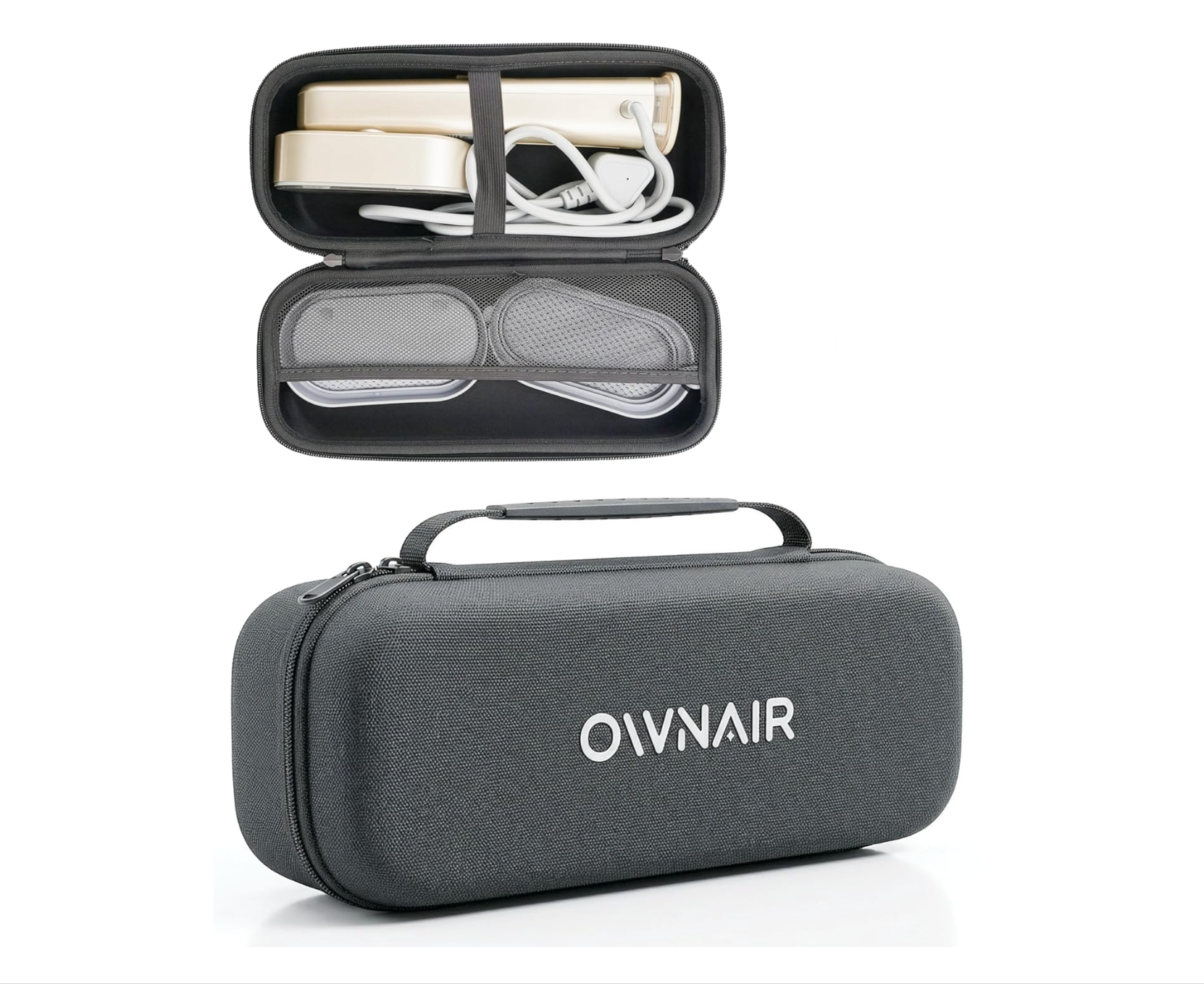 Ownair 2-in-1 Steamer Travel Case – Hard Shell Portable Organizer with Handle, Shockproof & Water-Resistant Carry Bag for Garment Steamer & Accessories, Compact Lightweight Storage (Dark Grey)