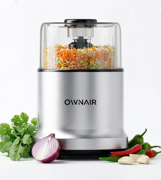 Ownair 800W Electric Food Chopper – 300ml Mini Kitchen Processor with Stainless Steel Blades, Safety Lock & One-Touch Operation