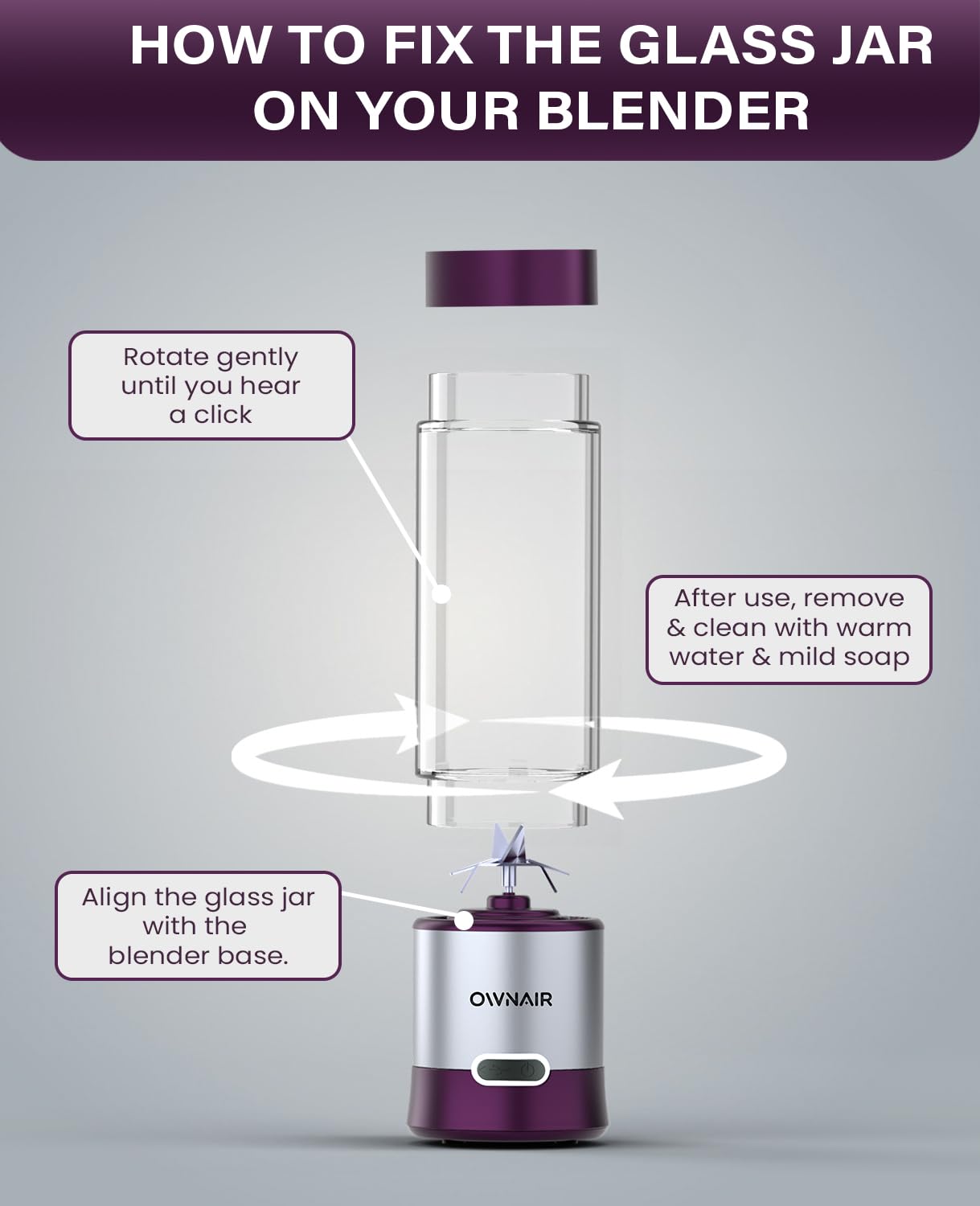 OWNAIR Glass Jar for Portable Blender, 450 ml